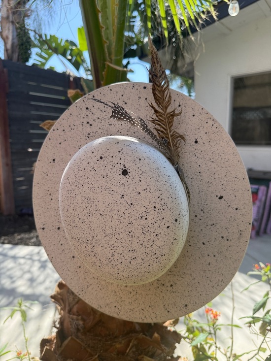 Wild Rose Hatworks Speckled White Wide Brim Hat with Snakeskin Band & Feather main image 5